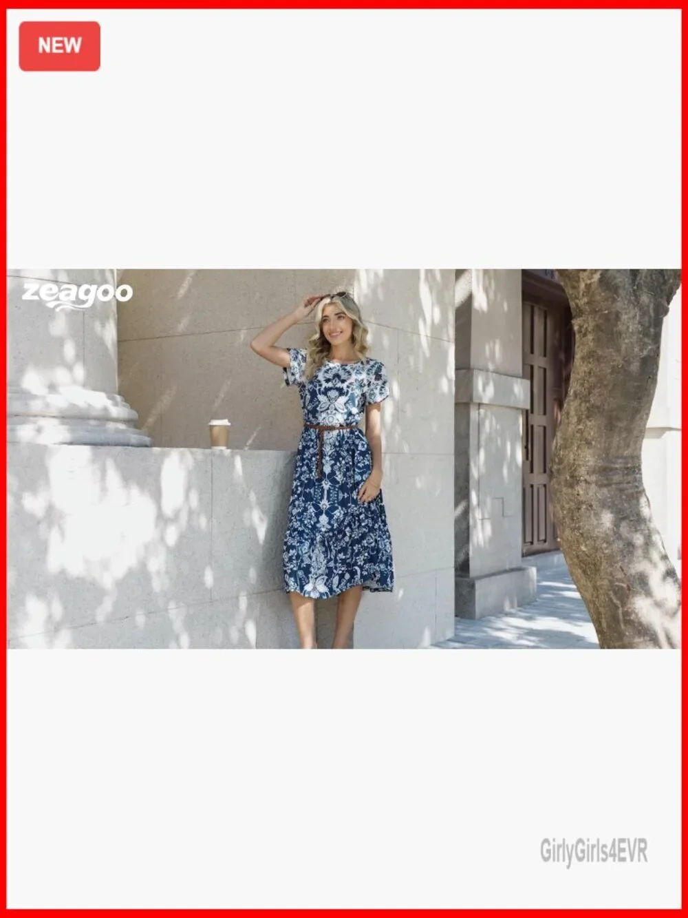 Women's Casual Midi A-Line Short Sleeve T-Shirt Dress with Pockets
